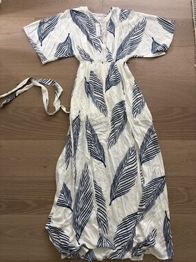 Baltic Born Corinth Maxi Dress with Navy Leaf Print